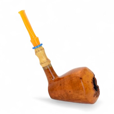 Briar smoking tobacco freehand artisan pipe with crazy bamboo and yellow  stem
