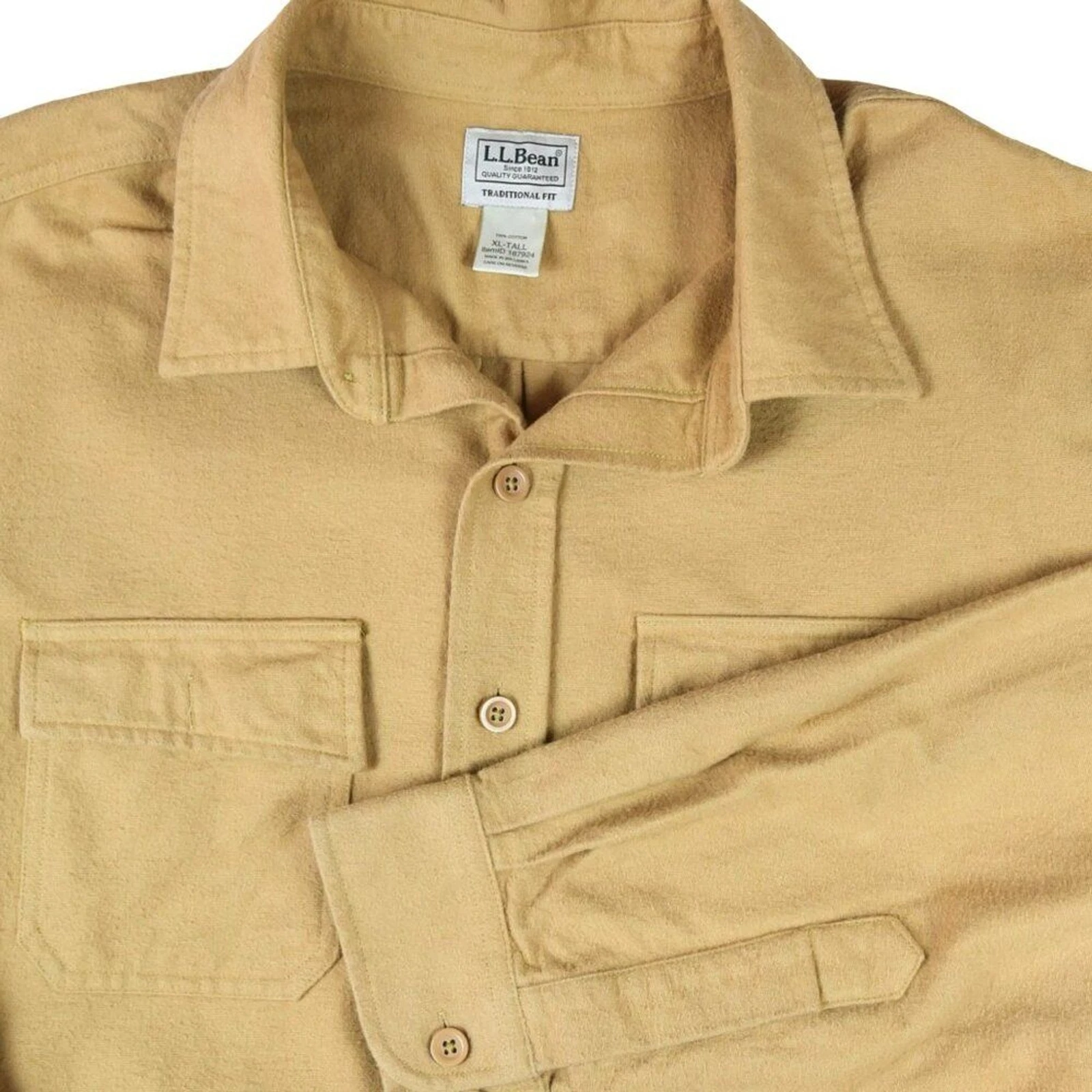 L.L Bean Flannel Shirt Pale Yellow Outdoor Long Sleeve Size XL Tall
