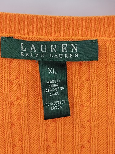Lauren Ralph Lauren Sweater Womens XL Orange Cable Knit Short Sleeve Scoop Neck - Picture 3 of 9