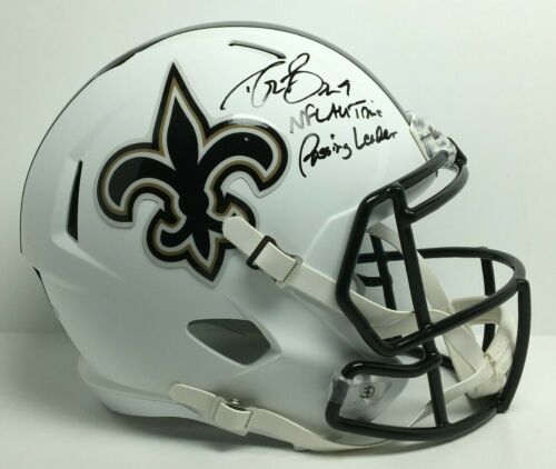 Drew Brees Signed F/S Flat White Saints Helmet "NFL All Time Passing Leader" BAS - Picture 3 of 10