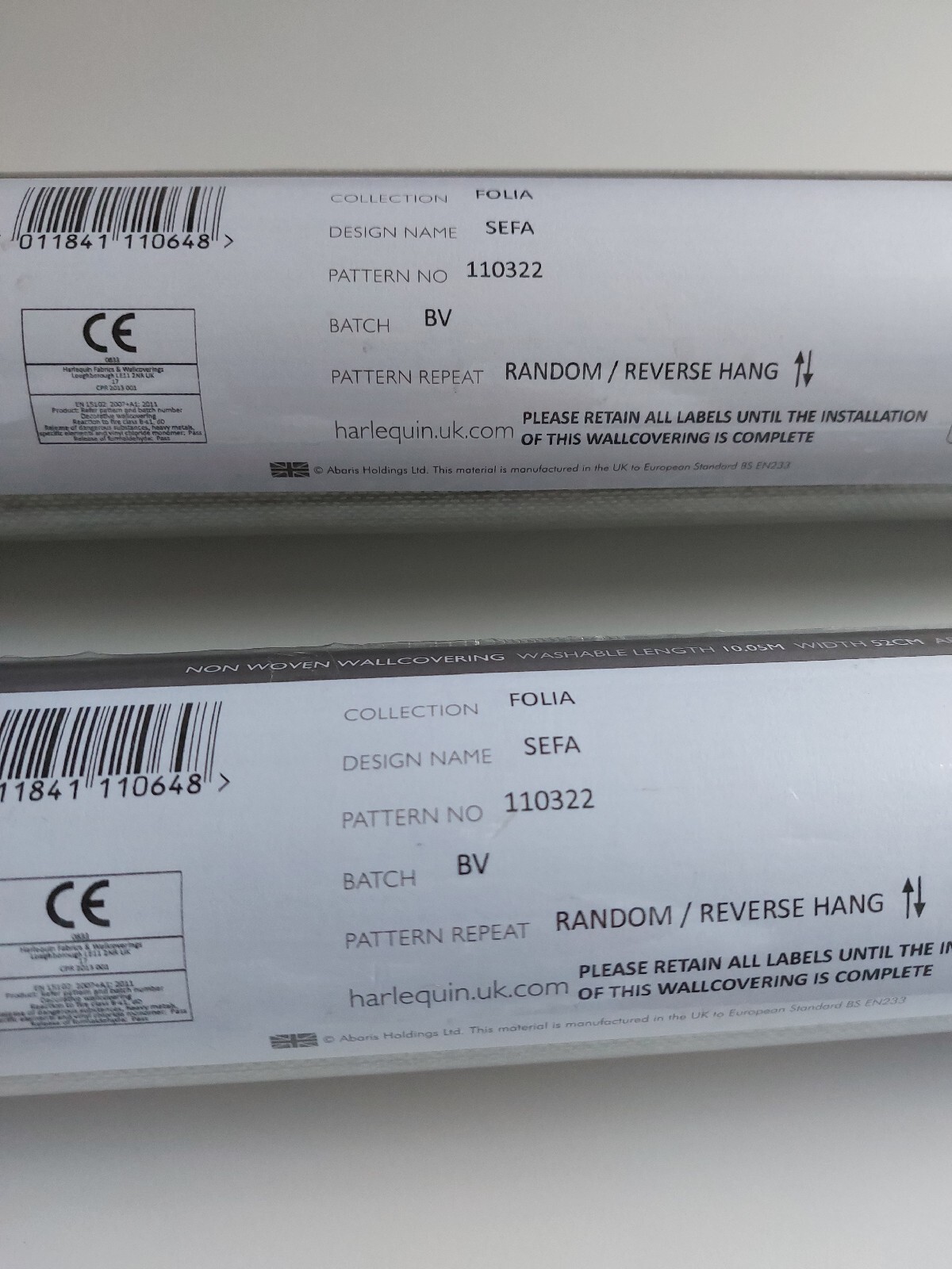 HARLEQUIN SEFA WALLPAPER . FOLIA.HESSIAN.RRP £65. 2 AVAIL.110322.BATCH