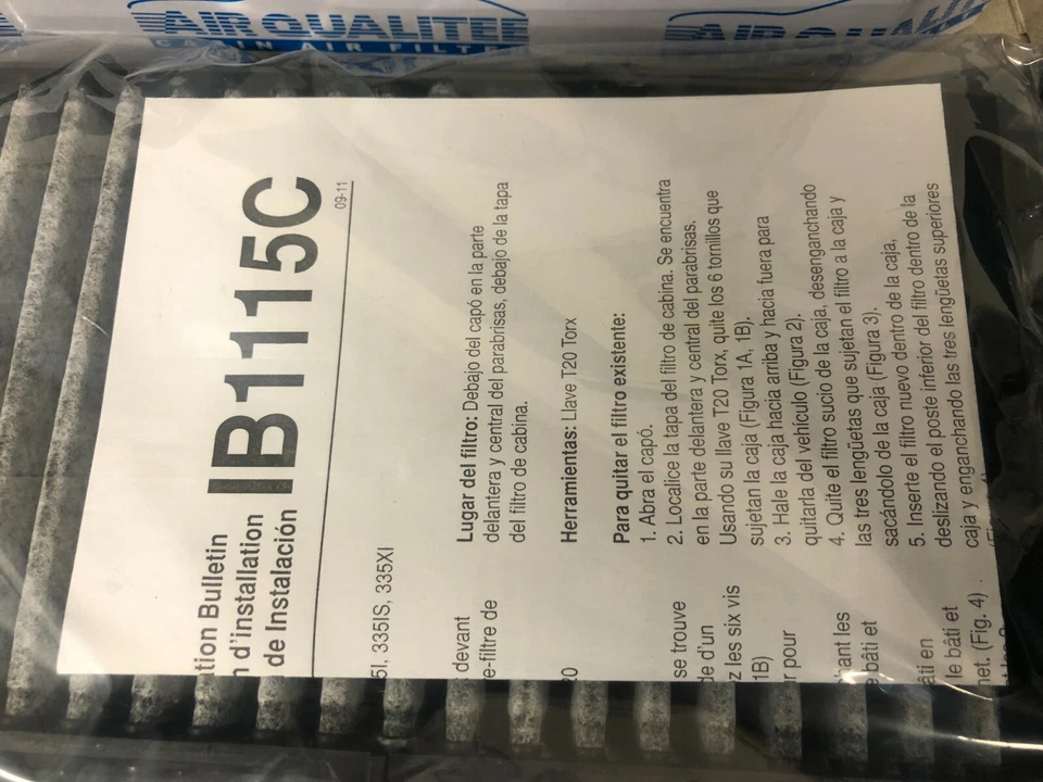Paquete de 2 filtros de aire de cabina BMW para BMW E82 E84 E88 E90 E91 E92 E93 X1 128i 325i Foto 3 de 4