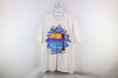 Vintage Streetwear Mens XL Spell Out Air Brush Fire Flames Myrtle Beach T-Shirt