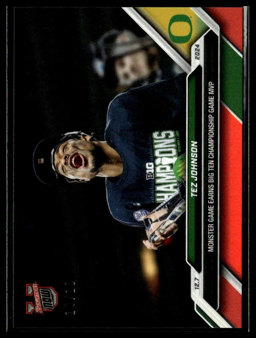 2024 Topps Bowman U Now 56 Tez Johnson Oregon Ducks Big 10 Title MVP Red 10/10