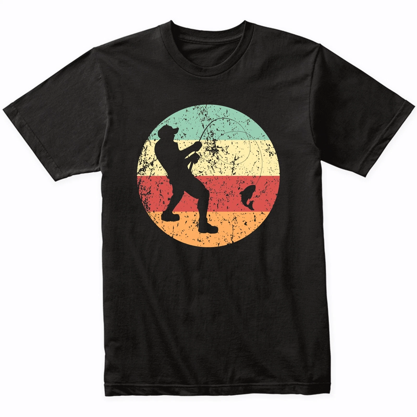Retro Fisherman 1960's 1970's Vintage Style Fishing T-Shirt - Retro Colors