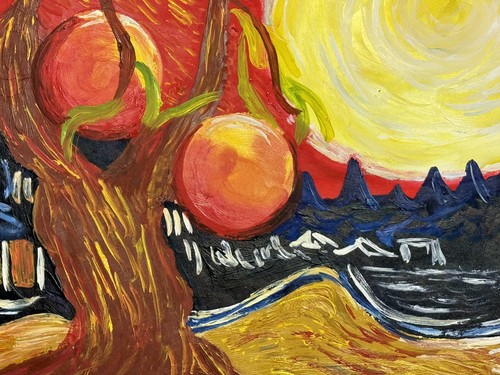 Vincent van Gogh (handgemacht) Ölzeichnung auf altem Papier signiert & gestempelt, Vintage Kunst - Bild 3 von 4