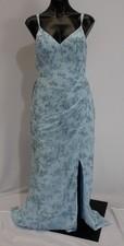 Azazie Women's Leo Mermaid Pleated Dress EH6 Blue Fern Floral Size A6 NWT