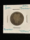 Circulated 1892 Barber Quarter United States Silver “925010” 25c 1st Year