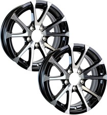 Ecustomrim 2-pk Aluminum Trailer Rims Wheels 5 Lug 14 Avalanche V-spoke Black