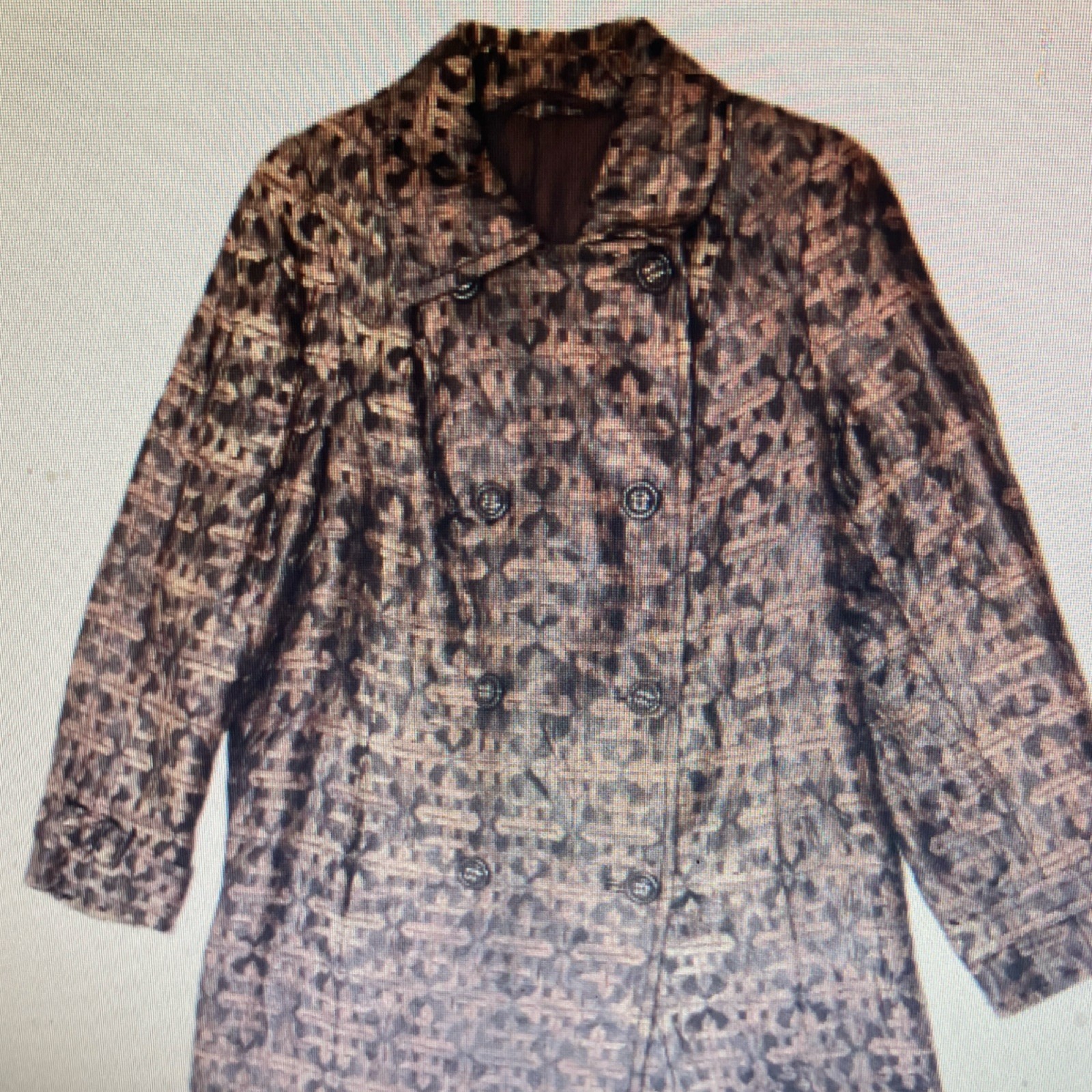 Geometric Pattern Double-Breasted Collared Long T… - image 5