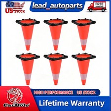 18" Orange PVC Traffic Cone Reflective Collar Black Base Safety Cone Pack of 6