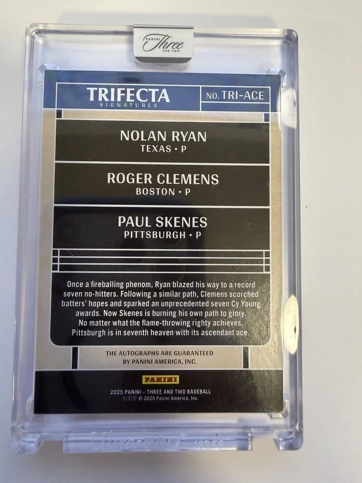 Panini Three And Two Paul Skenes 2025/Nolan Ryan/Roger Clemens Trifecta automático/25 Foto 4 de 4