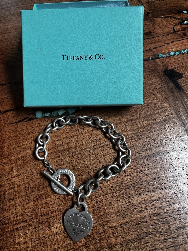 Great Tiffany & Co Sterling Silver Return to Toggle Heart Tag  Rolo  Bracelet - Image 2 of 4