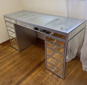 Impressions Vanity Slay Station Mirrored Table 13 Drawers Makeup Organizer 