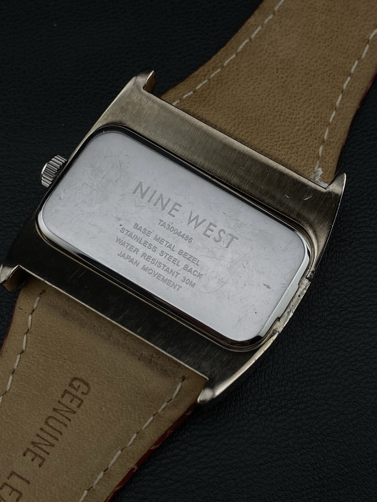 Nine West Rectangular White Dial Red Wide Leather… - image 7