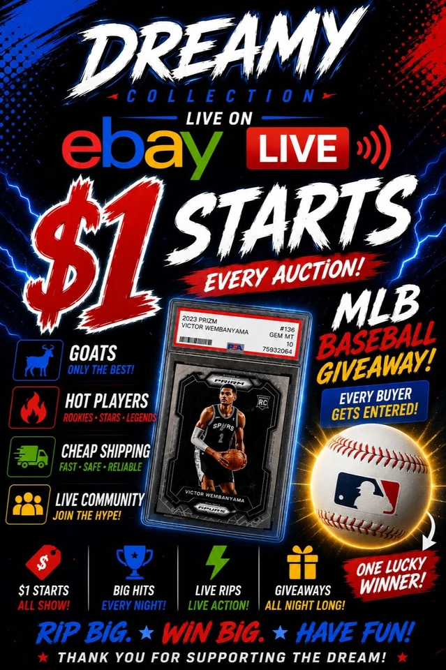 👉$1 Starts with DREAMY on eBay and MLB Ball Giveaway to Buyers 🔥