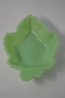 Vintage Jadeite Green Milk Glass Leaf Dish Scalloped Edge Candy Relish Bowl