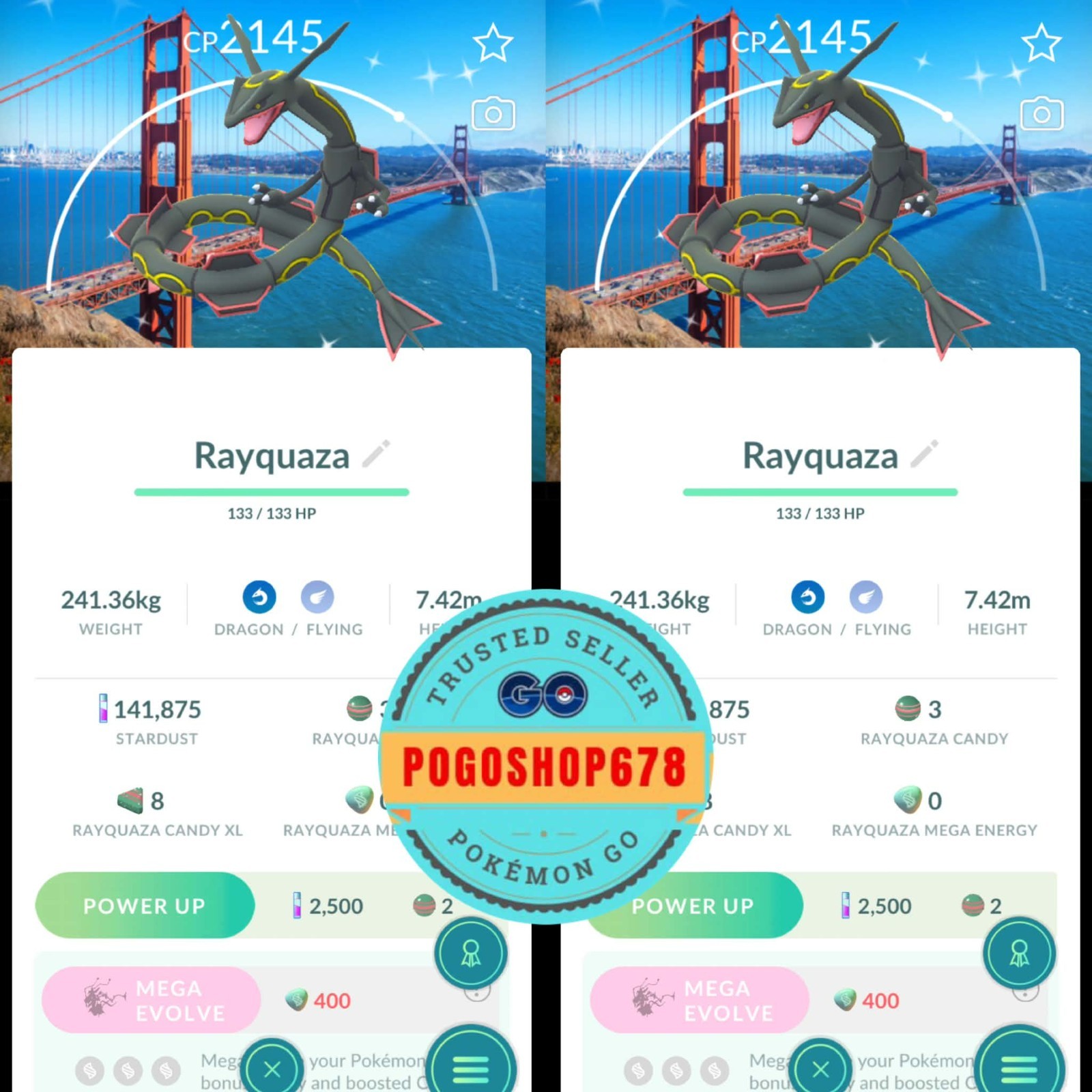Pokémon Go - Shiny Rayquaza San Francisco Background ✨ Trade or P T C