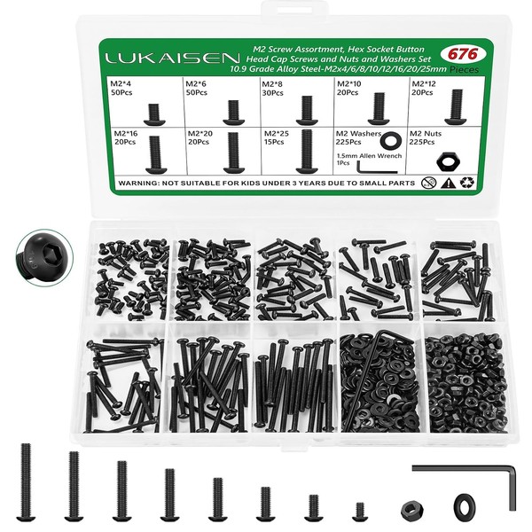676 Stk M2 Schrauben Set Edelstahl Inbusschrauben Sortiment Kit-image