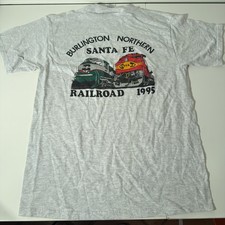 Vintage Santa Fe Railroad T Shirt Train Railway Grey Large BNSF VTG Tultex USA