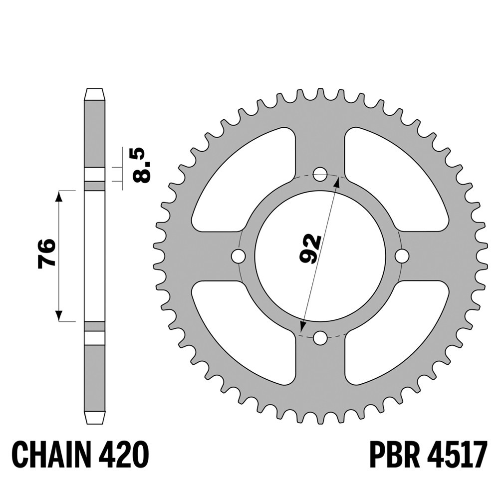 Pignon arrière PBR 420 résistant pour éliminer les sauts de chaîne sur Bucci BR1R
