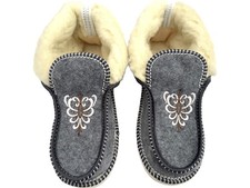 Pantofole donna feltro di lana calde vera lana grigio scarpe fatte a mano
