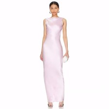 The Bar Pierre Pink Long Evening Dress Sleeveless Rhinestone Backless Size 8