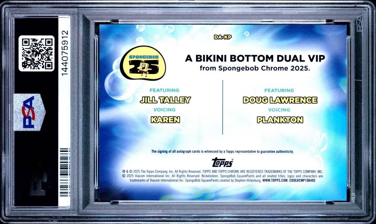 2025 Topps Chrome SpongeBob Plankton / Karen Orange Dual Auto /25