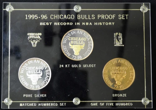 1995-1996 Chicago Bulls Proof Silver & Bronze Art Round Matched Number Set, #164