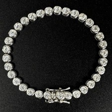 Sterling Silver Moissanite Tennis Chain Bracelet 925 Tested Very Small Size READ