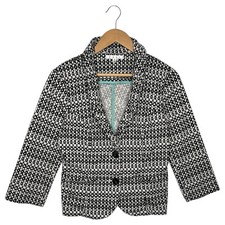 Cabi Blazer Womens 4 Black White Geometric Pockets 2 Button Du Jour Preppy 298