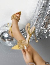 Rhinestone Backstrap Pointed Toe High Heel
