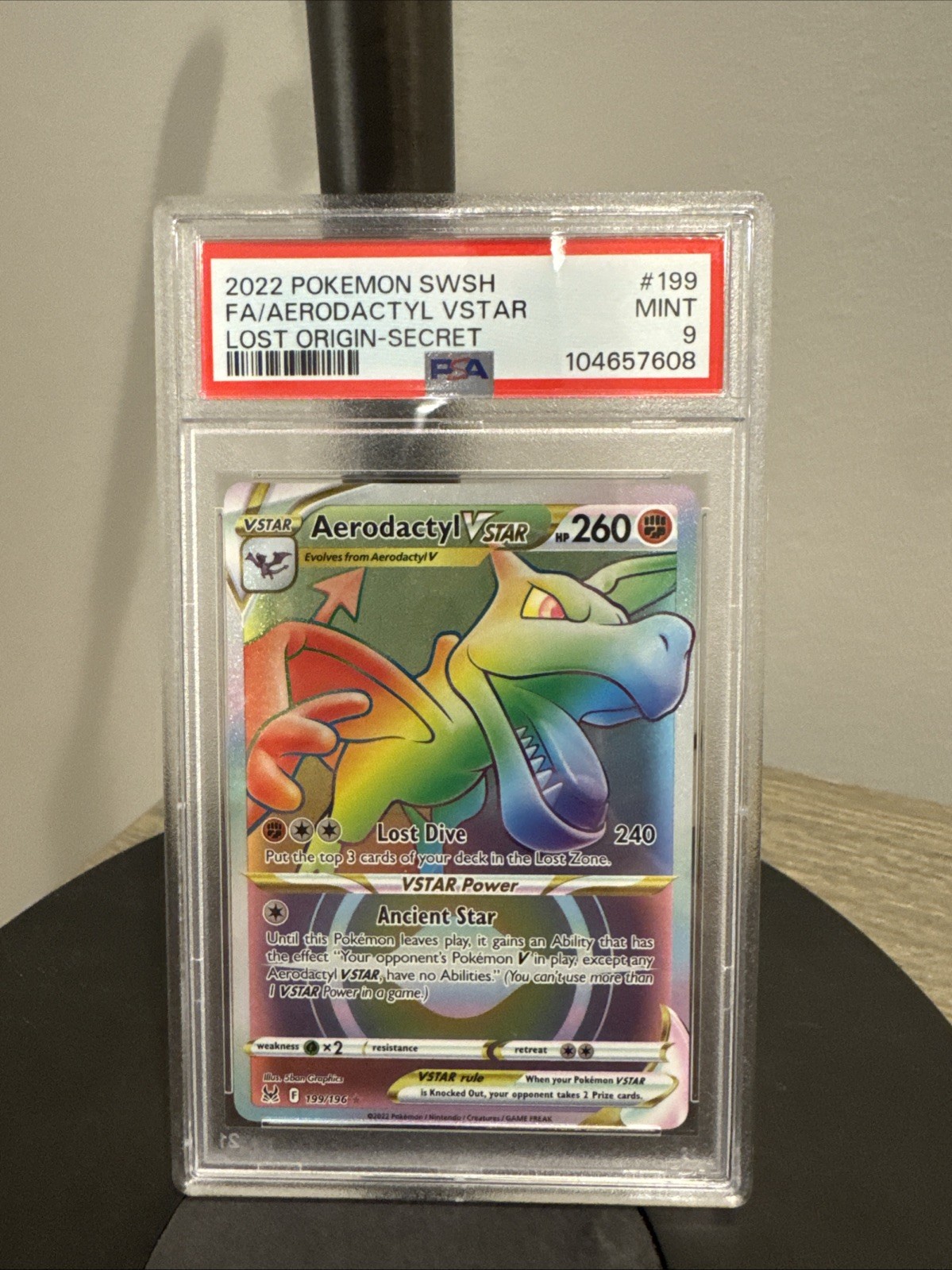 2022 Pokémon SWSH Aerodactyl Vstar Lost Origin Secret #199 PSA MINT 9