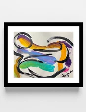 GUAJARDO Original Abstract Expressionism Ocean Sunset 12X9 Paper Signed Art