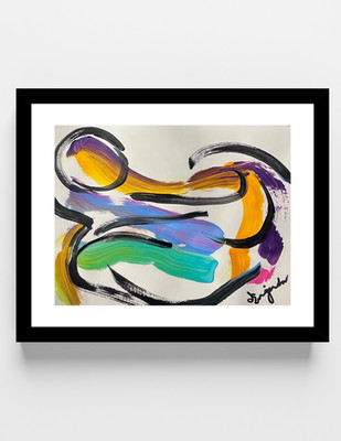 GUAJARDO Original Abstract Expressionism Ocean Sunset 12X9 Paper Signed Art