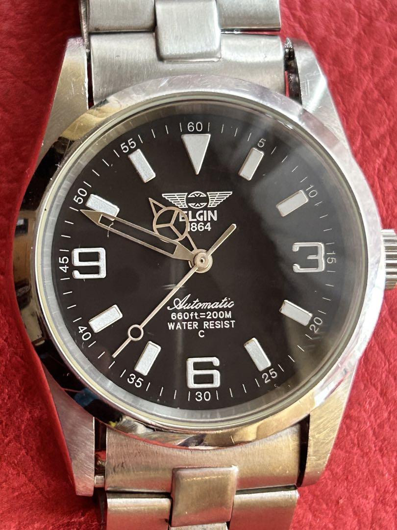 Elgin 1864 Old Logo Men's Automatic Watch 36mm Blue Dial Elgin 1864 Old Logo Men's Automatic Watch 36mm Blue Dial