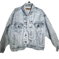 Vintage Levi’s Acid Wash Denim Jean Jacket Made in USA Mens L Distressed Levi