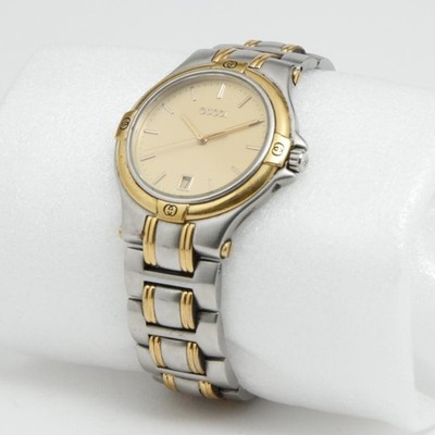 Gucci 9040M Quartz Women's Watch Gold Dial Analog Combi Band Round From Japan