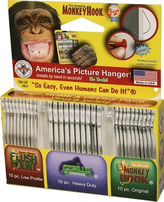 Monkey Hooks Picture Hangers 30 Pc Set Gorilla Drywall Wall Hanging Kit