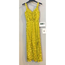 Favorite Daughter Green Strappy Vineyard Floral Ruched Maxi Dress Sz 4 Feminine