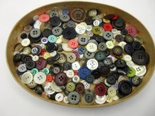 Lot 250+ Earth Colors Buttons: Brown White Black  Gray Red Assorted Plastic Flat