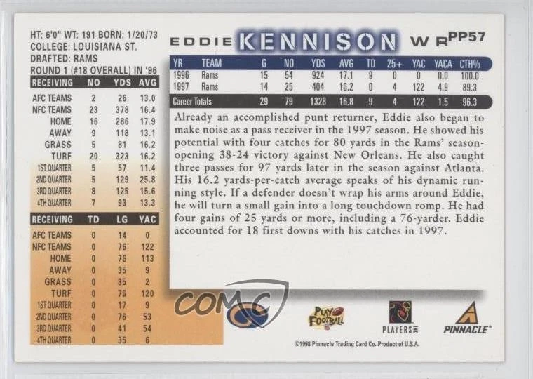 1998 Score Showcase Series Artist Proof Eddie Kennison #PP57 - Image 2 of 2