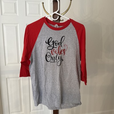 'God Vibes Only' proverbs 3:5 by Blessed Girl Baseball Tee size medium