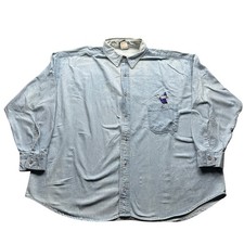 Vintage Mickey Unlimited Disney Denim Button Down Shirt Mens 2XL Goofy Chambray