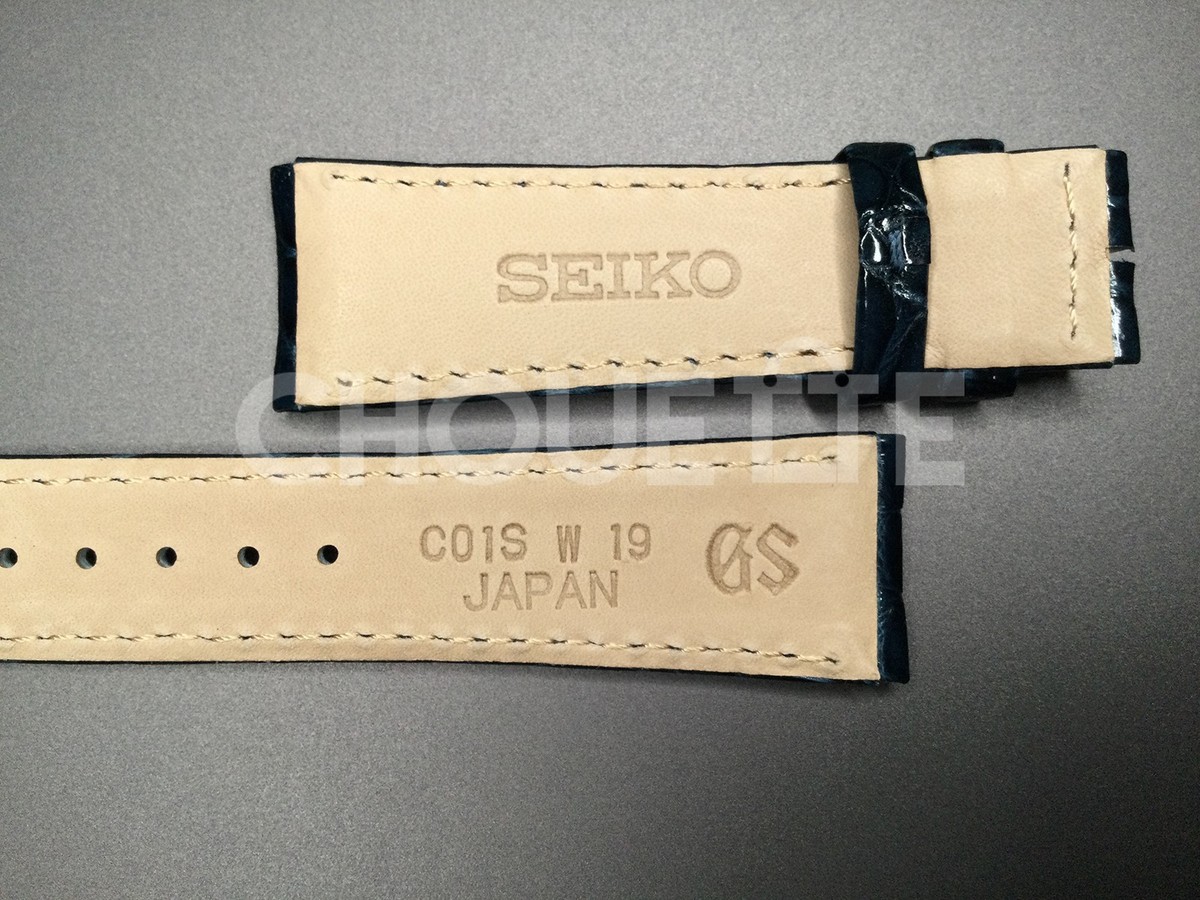 OEM Grand Seiko 19mm Navy Crocodile Leather Band Strap SBGW049