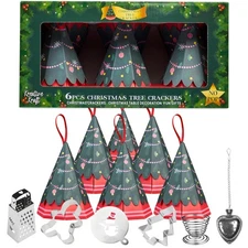 Christmas Tree Crackers 6 Pack No Snap with Kitchen Gifts Tea Infuser Cookie ...