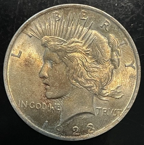 1923 Peace Dollar - AU - Toned - Nice -
