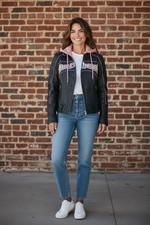 Harley Davidson Women's TEMPEST Pink Sword Black Leather Jacket 3n1 Medium