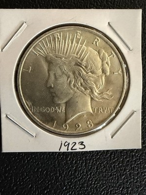 1923 Silver Peace Dollar $1 - Philadelphia Mint - 90% Silver - BU Details