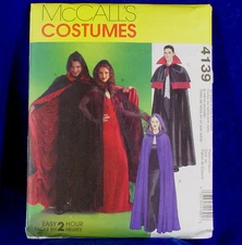 McCall's 4139 SEWING PATTERN Unisex Vampire Capes Cloaks Costume All Sizes NEW